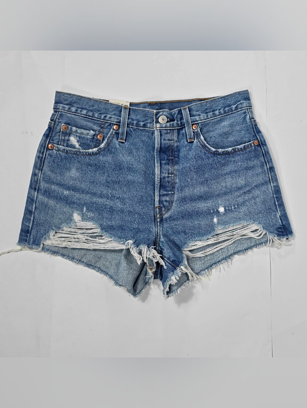 Levi's Premium 501 Womens 29 Athens Mid High Rise Denim Shorts Big E NWT